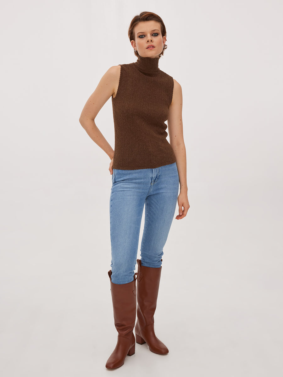 Hearts in a Row Knit Sleeveless Turtleneck