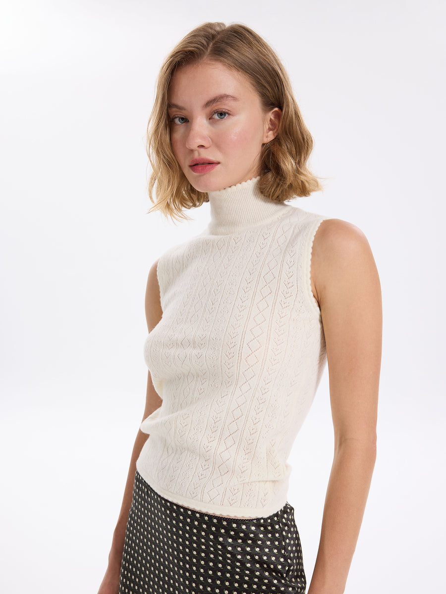 Hearts in a Row Knit Sleeveless Turtleneck