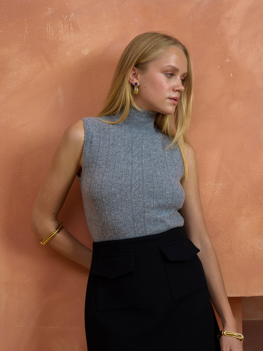 Hearts in a Row Knit Sleeveless Turtleneck