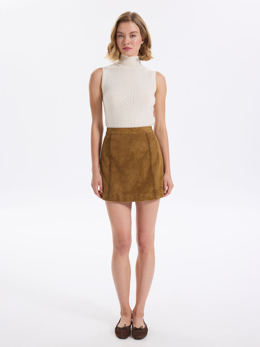 Border Leather Skirt