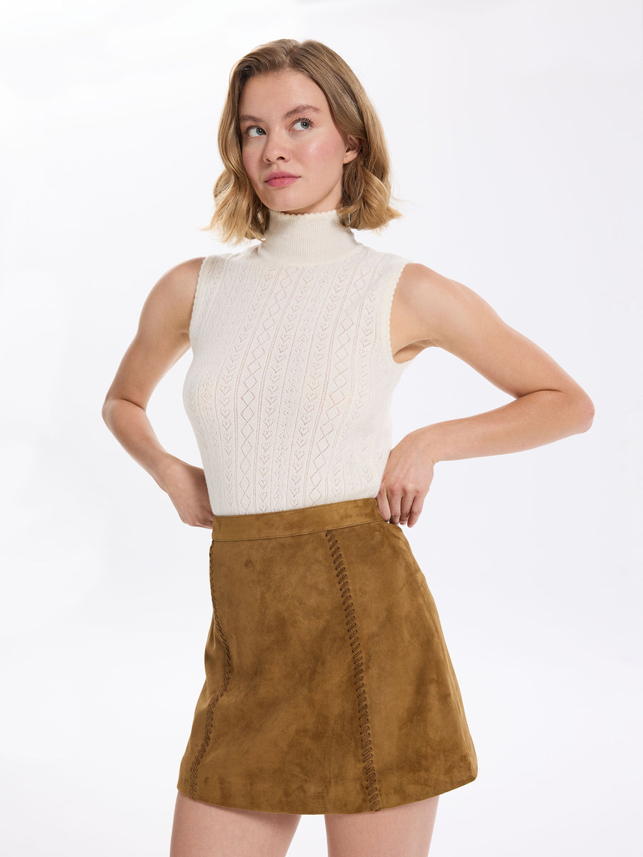 Border Leather Skirt