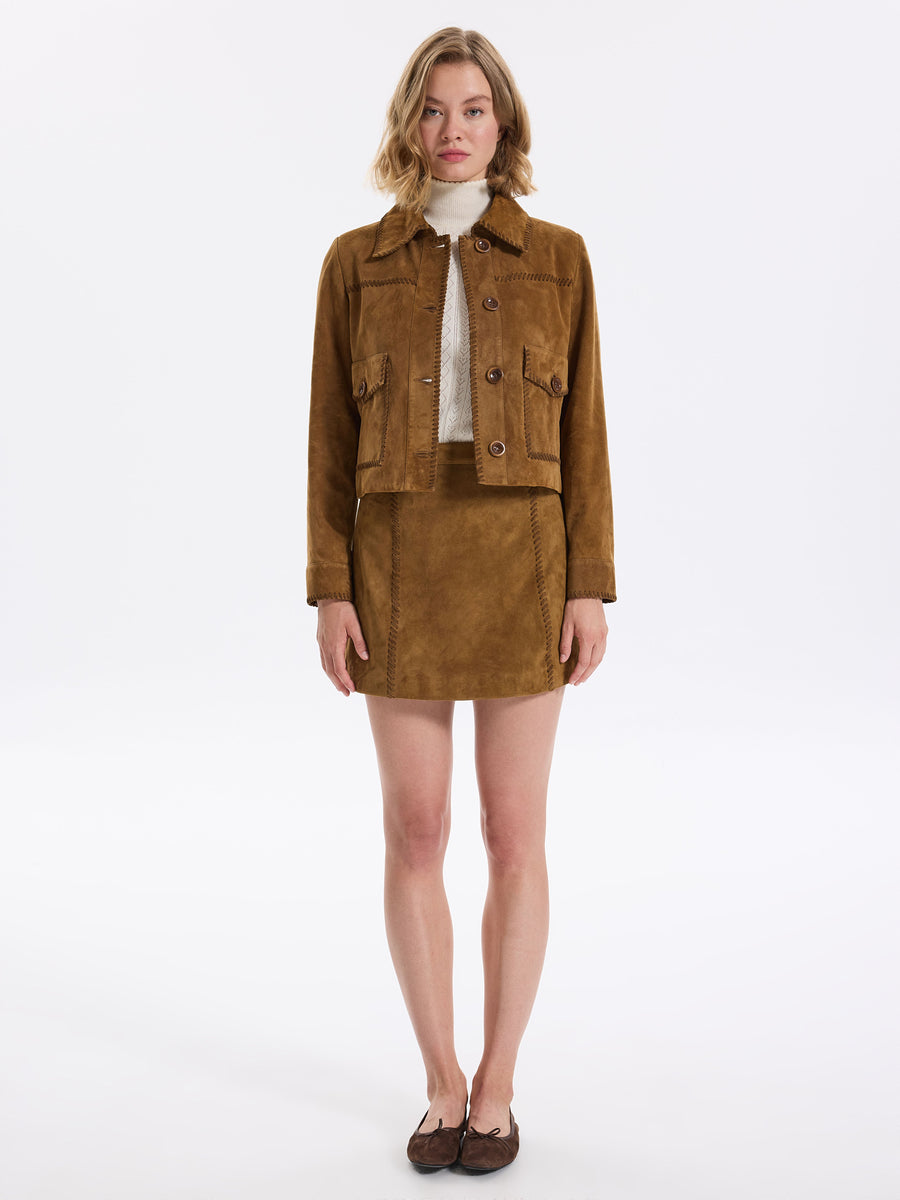Border Leather Skirt