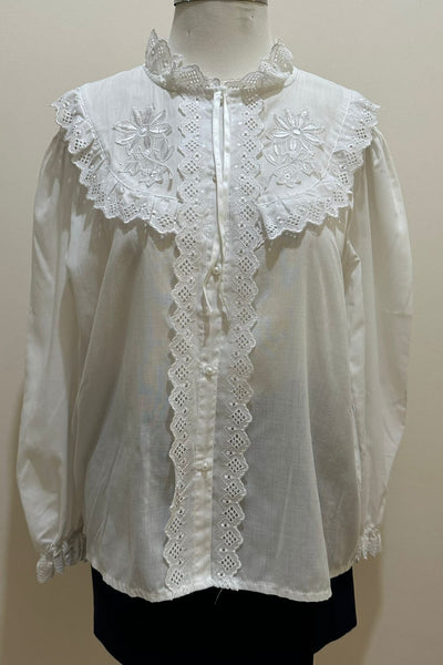Vintage Lace Detailed Cotton Blouse