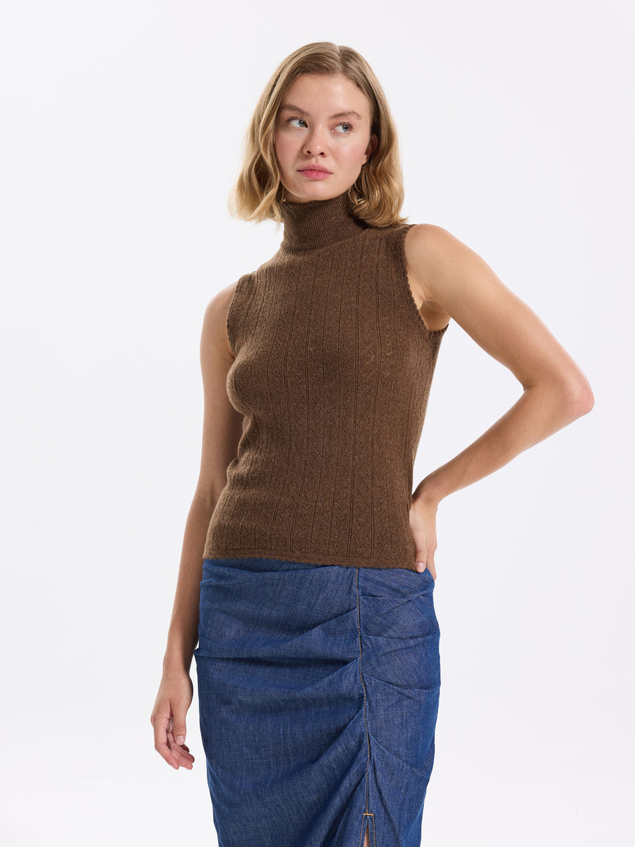 Hearts in a Row Knit Sleeveless Turtleneck