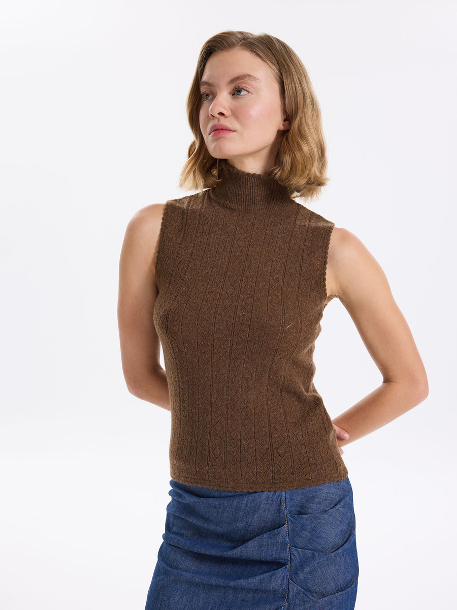 Hearts in a Row Knit Sleeveless Turtleneck