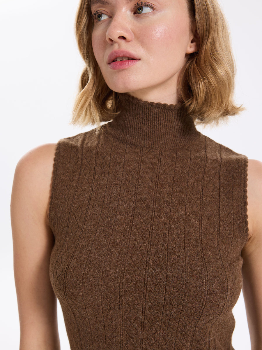 Hearts in a Row Knit Sleeveless Turtleneck