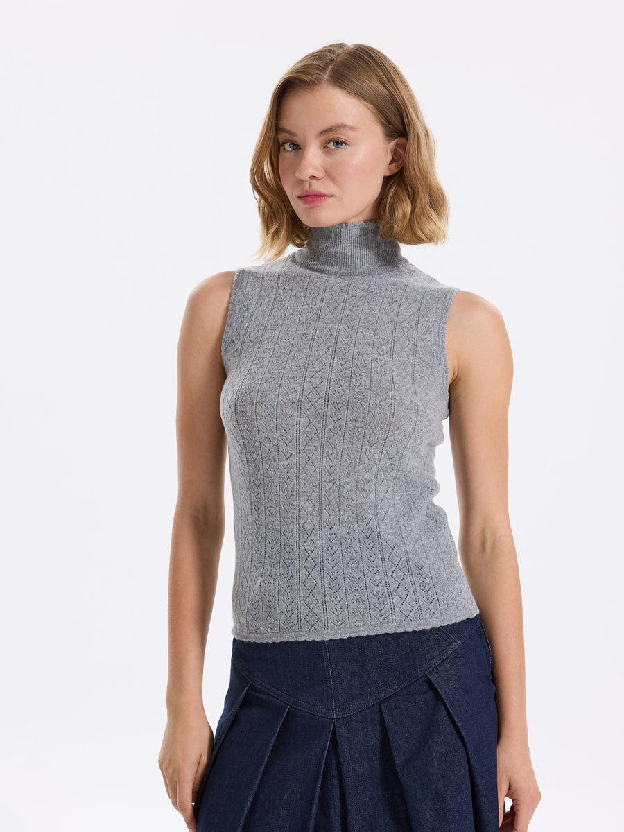 Hearts in a Row Knit Sleeveless Turtleneck