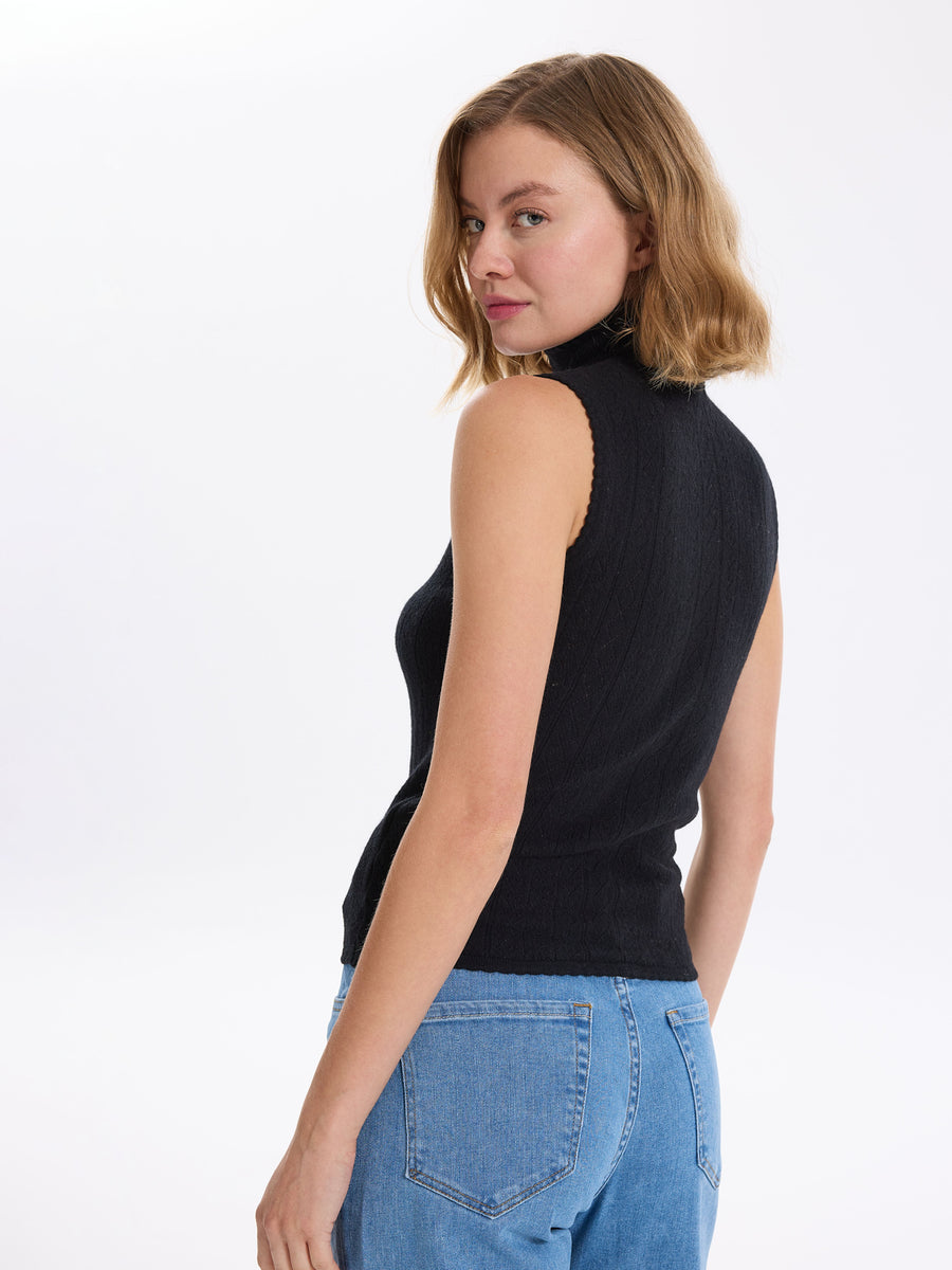 Hearts in a Row Knit Sleeveless Turtleneck