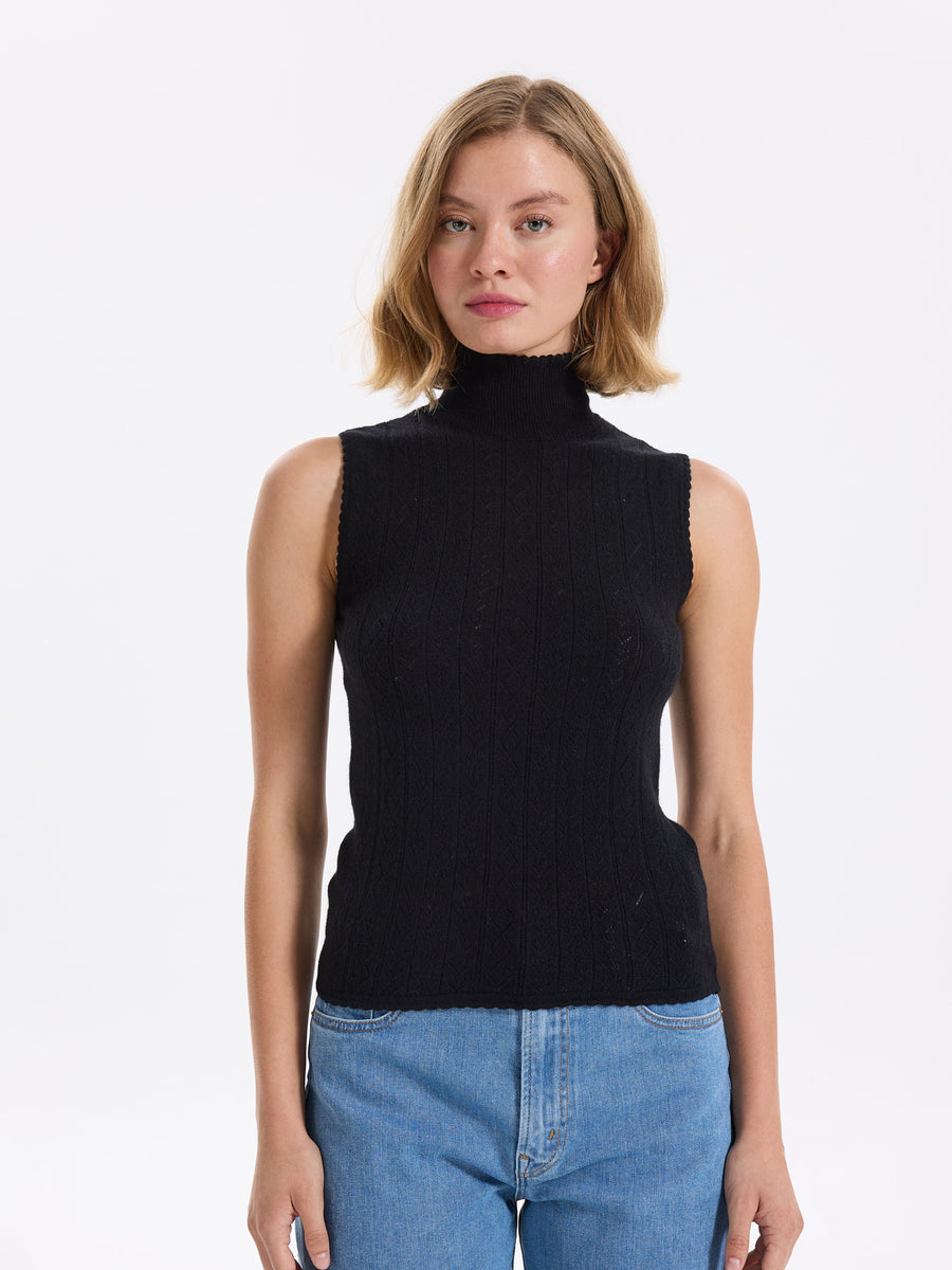 Hearts in a Row Knit Sleeveless Turtleneck