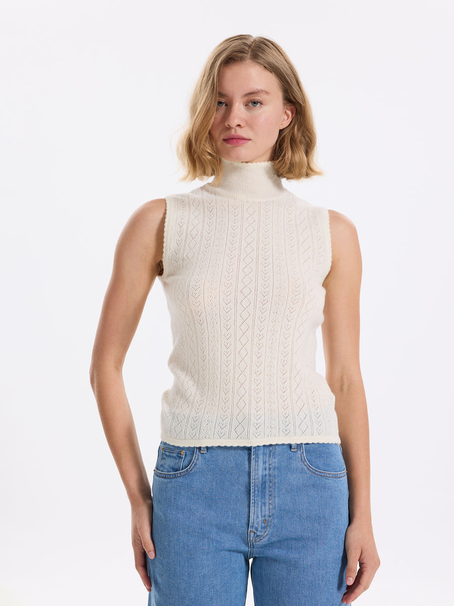 Hearts in a Row Knit Sleeveless Turtleneck