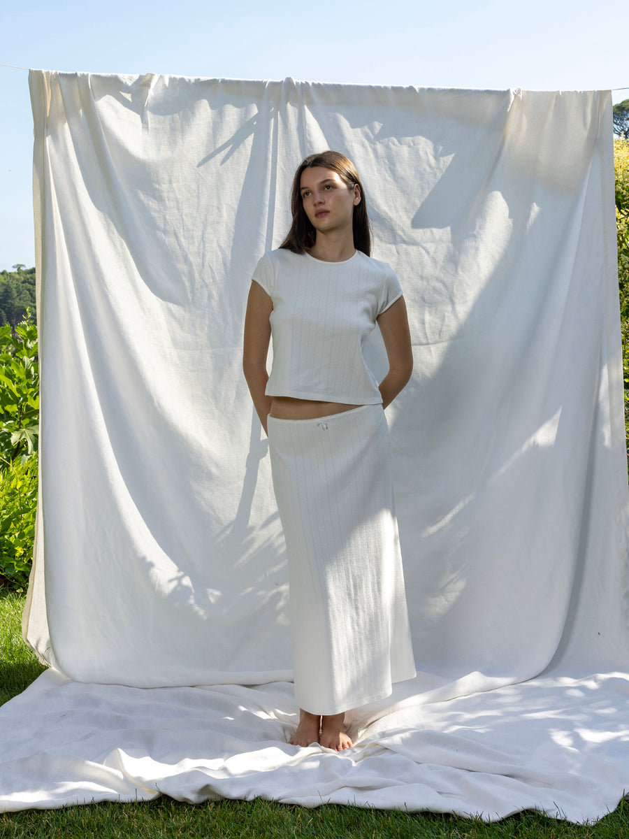 Hearts in a Row Organic Cotton Midi Skirt