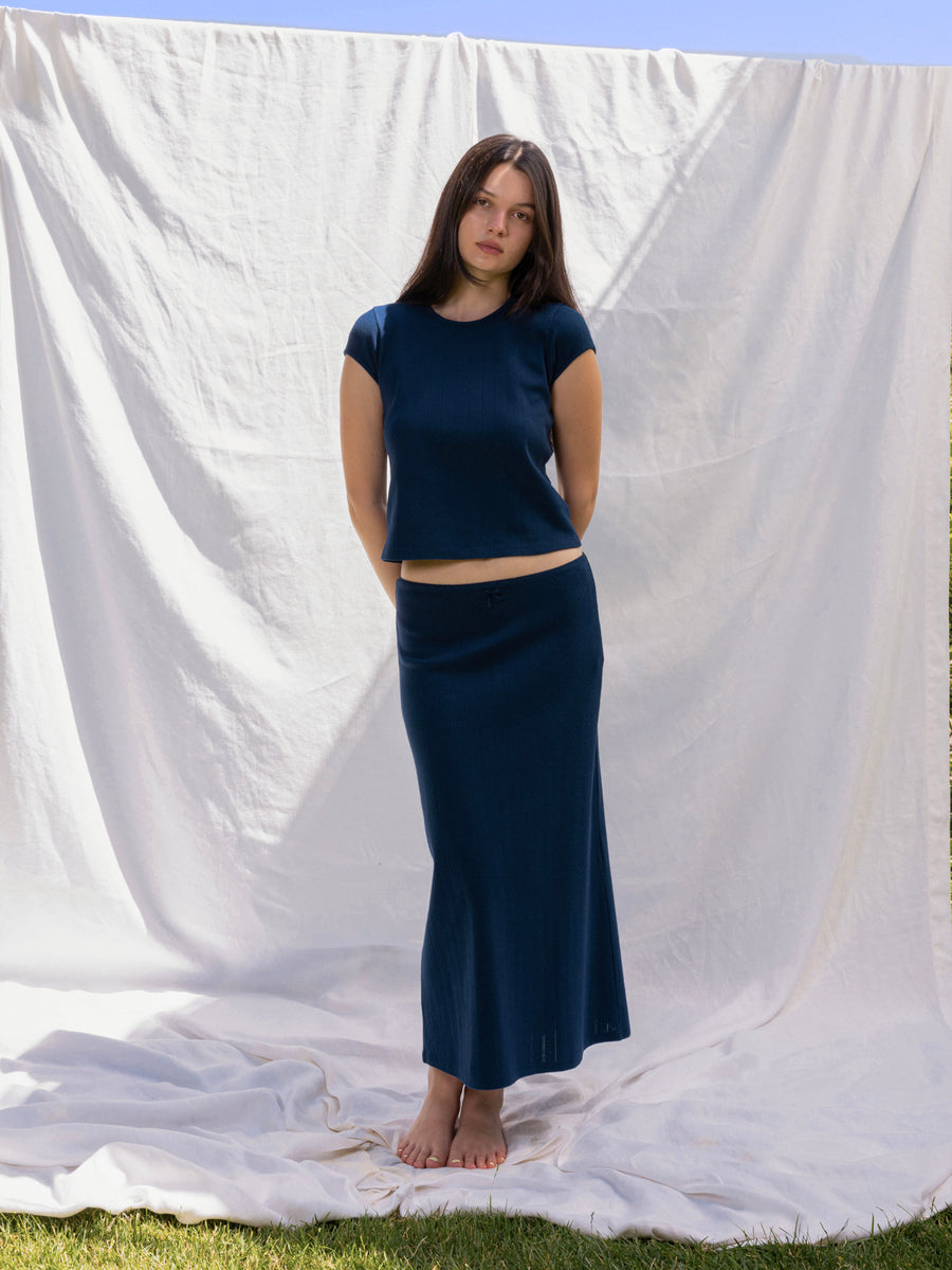 Hearts in a Row Organic Cotton Midi Skirt