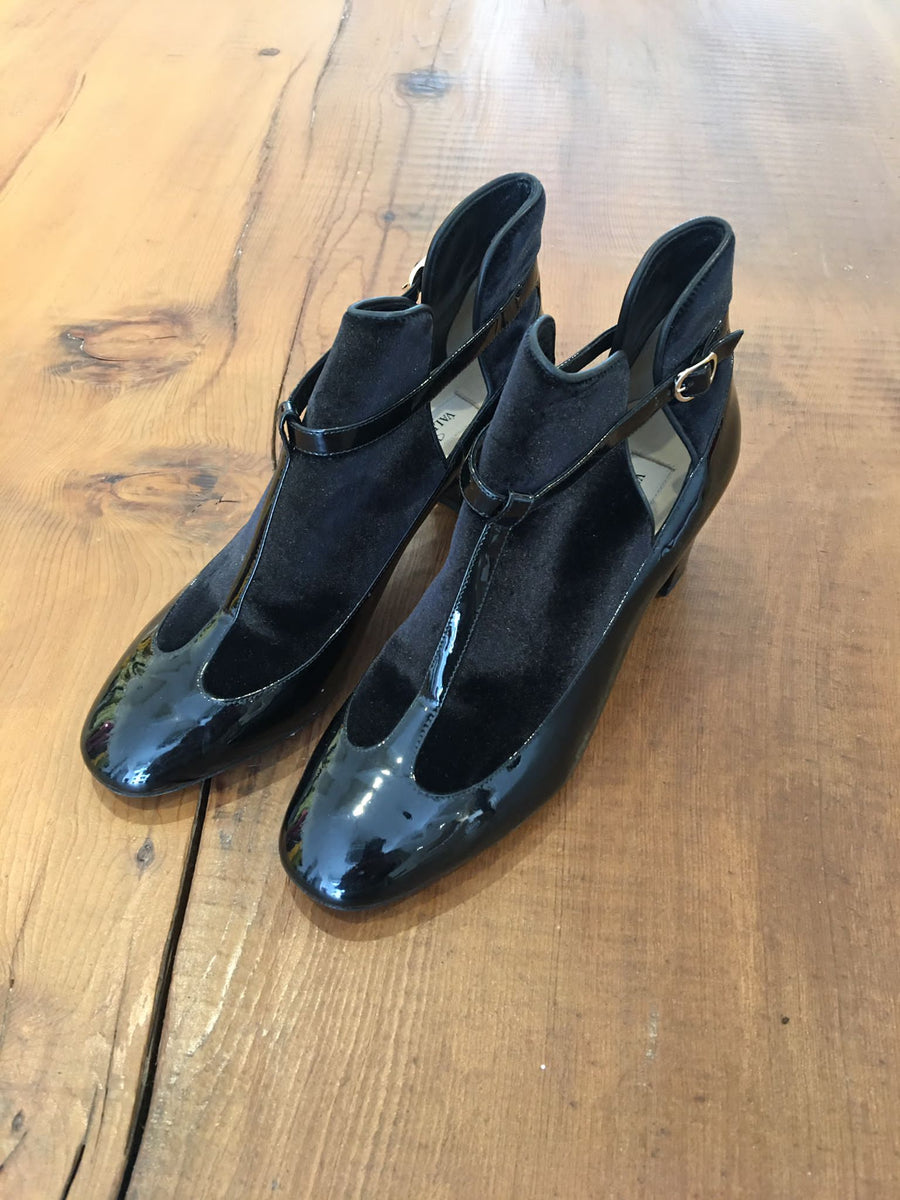 Valentino Velvet & Patent Leather Booties