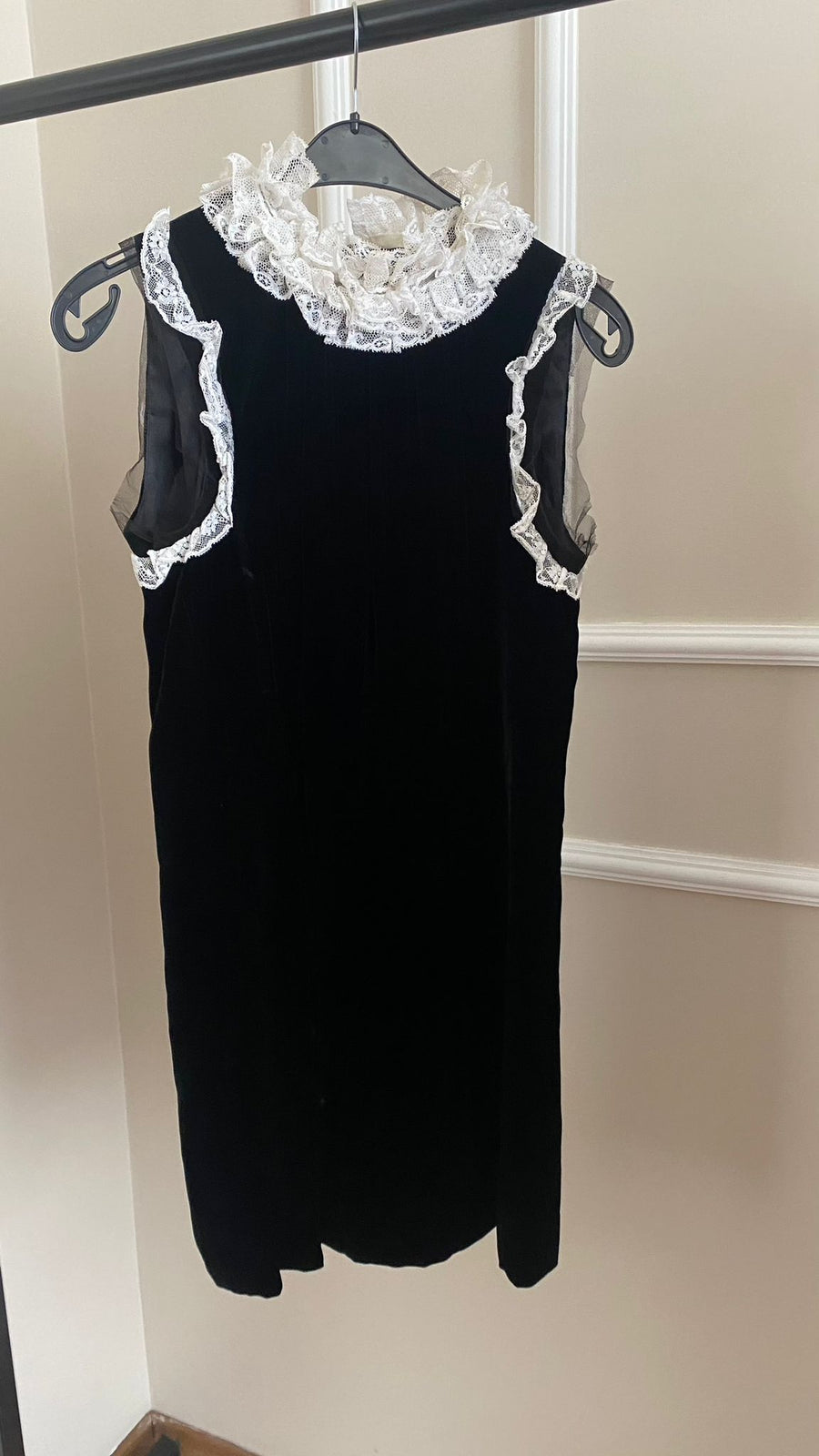 Dolce Gabbana Velvet Dress w/Lace Collars